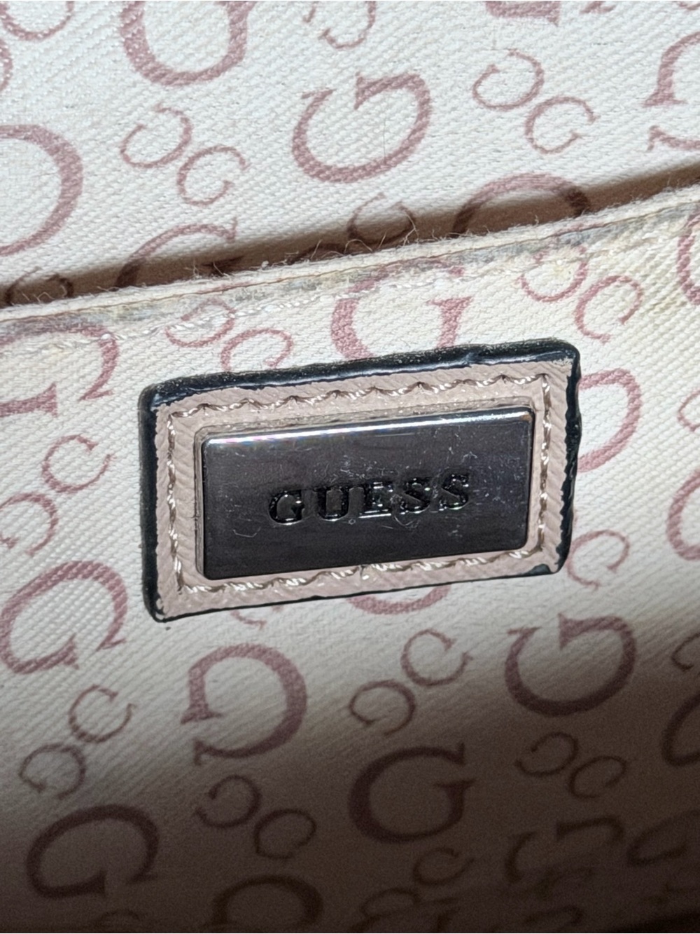 Guess Blush Taupe Leather Satchel with Logo Medallion w/ Card Wallet Holder - Picture 15 of 16